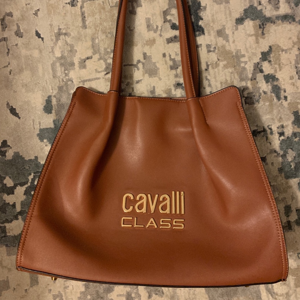 NWT Cavalli Class Ruched Shopper Tote with Dust Bag